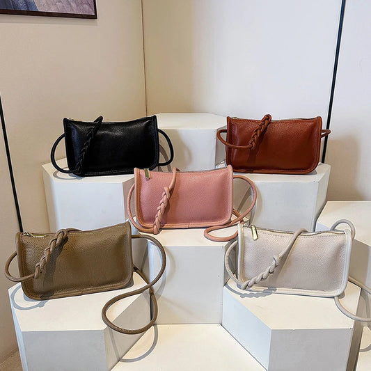 Modern Blend Boutique™ | Luxe Genuine Cowhide Leather Crossbody Bag – Premium Braided Strap Shoulder Purse for Women