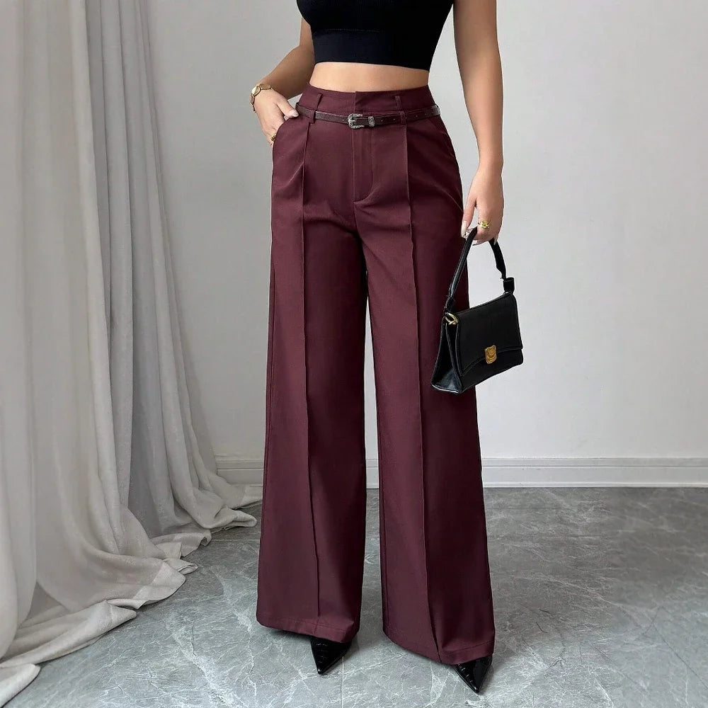 Comfortable Pinstriped Designed Pant’s/Full Length Sized/Wide Leg Solid Pant’s/Craft Made Weaving/Upper Belly Fitted Pant’s.