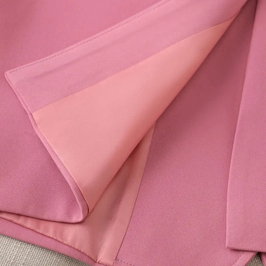 Elegant Rose Pink Tailored Blazer for Women – Single-Button Fitted Office & Casual Jacket