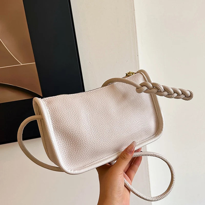 Modern Blend Boutique™ | Luxe Genuine Cowhide Leather Crossbody Bag – Premium Braided Strap Shoulder Purse for Women