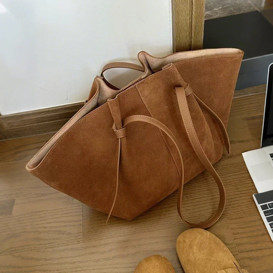 Luxury Faux Suede Tote Bag – Large Capacity Minimalist Shoulder Bag | Modern Blend Boutique
