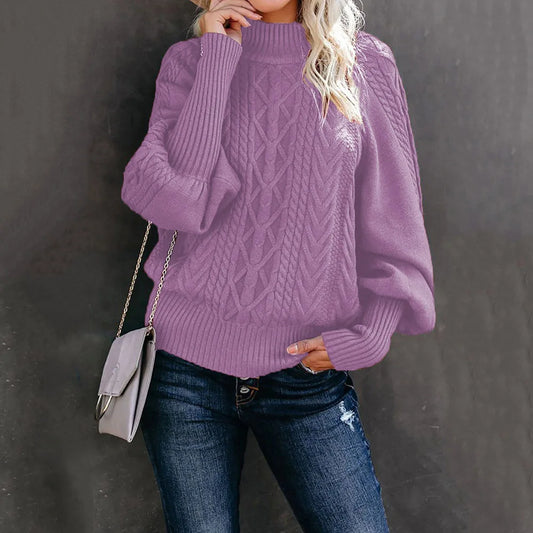 Cozy long-sleeved pullover/Solid color winter fashion/Comfy knitted sweater for women/Limid-neck sweater for women/Fashion long sleeved knitted solid color sweater.