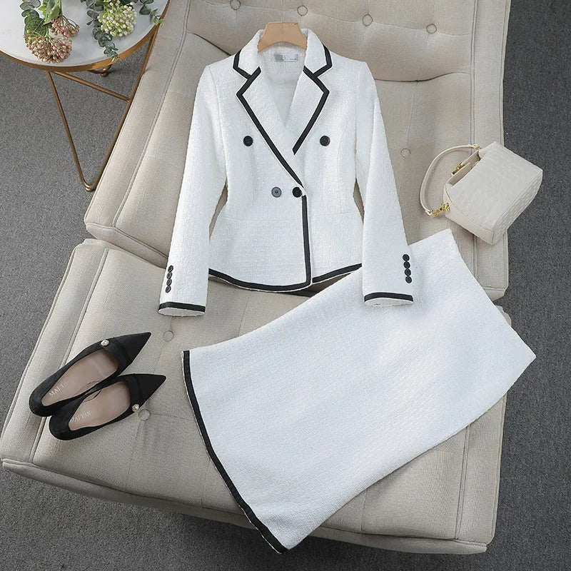 Luxury Celebrity Fragrance Suits Temperament Slim Skinny Occupational Suit Blazer Sets Fishtail Skirt