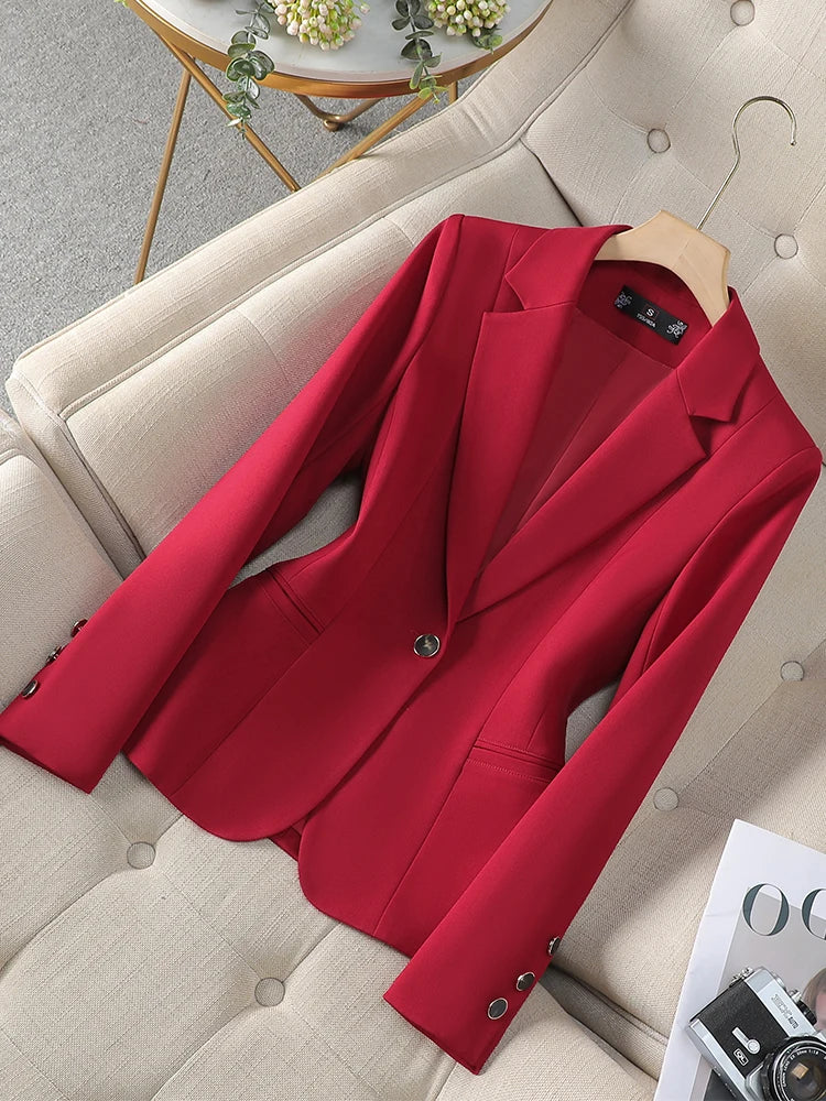 Women’s Tailored Slim Fit Blazer Jacket – Elegant Single Button Office Blazer for Business & Chic Workwear | Modern Blend Boutique