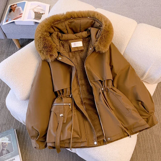 New Winter Women's Down Coat for Women, Slimming Fashionable Down Jacket with Fur Collar for Women Warm Winter Fur-lined Coat (Copy)