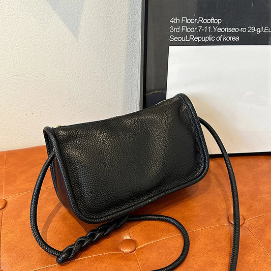 Modern Blend Boutique™ | Luxe Genuine Cowhide Leather Crossbody Bag – Premium Braided Strap Shoulder Purse for Women