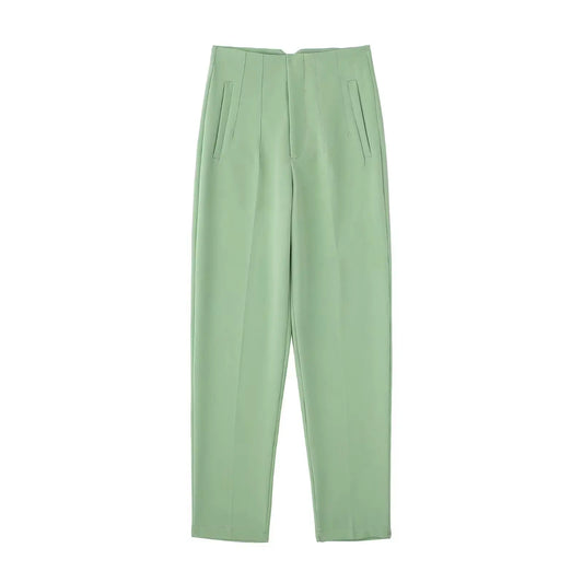 Solid HH Flat Front Pencil Pant’s/High Waist Casual Streetwear/Woven  Trouser’s Office Wear Chic Pant’s.
