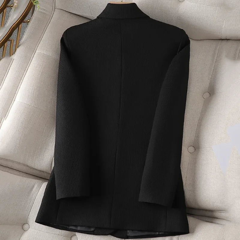 Fashion Solid V~Neck Blazer for Women/Commuter Casual Elegant Single-breasted Blazer.High Stretched Slim Fitted Blazer.