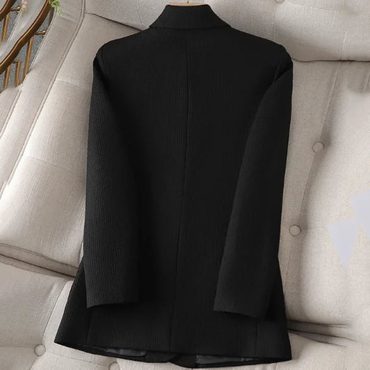 Fashion Solid V~Neck Blazer for Women/Commuter Casual Elegant Single-breasted Blazer.High Stretched Slim Fitted Blazer.