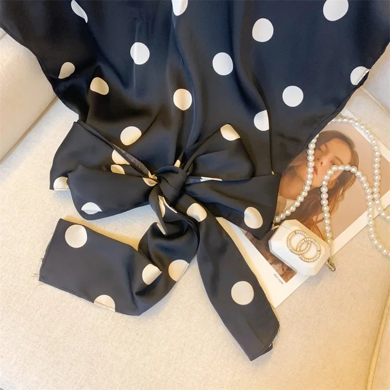 Elegant Polka Dot Tie Front Blouse – Women’s Retro V-Neck Waist Tie Top | French Chic Lightweight Luxury Blouse | Modern Blend Boutique