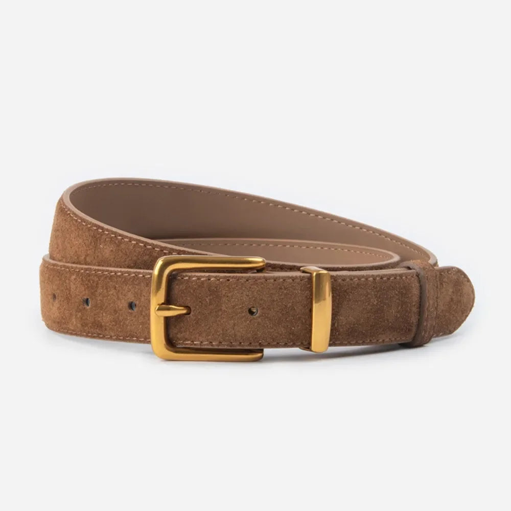 Women Luxury Design Suede Leather Belt Casual Versatile Business Waist Strap Trendy Trouser Dress Belts Gifts