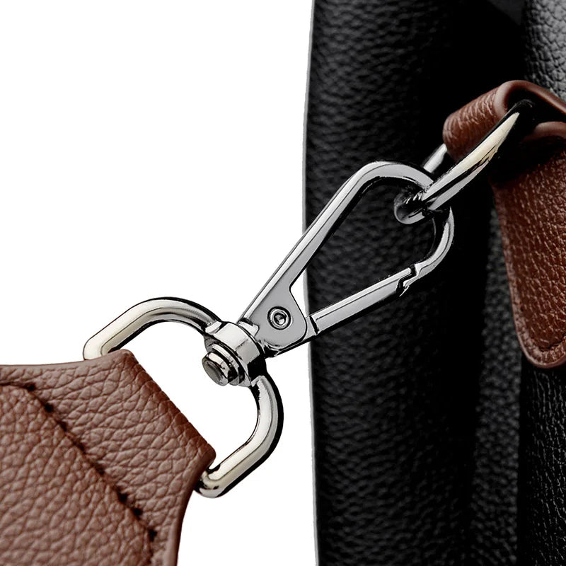 Elegant Genuine Leather Tote Handbag – Luxury Pattern Shoulder Bag with Braided Handle & Adjustable Strap