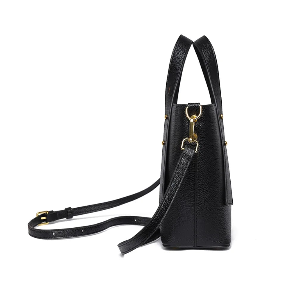 Timeless Black Leather Tote & Crossbody Bag for Everyday Style