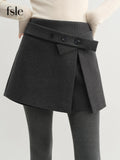 Fashion FSLE Asymmetrical Designed Women's A-Line Skirt/Pant Slit Hem Flattering High-Rise Short’s/Winter Arrival Chic Essentials