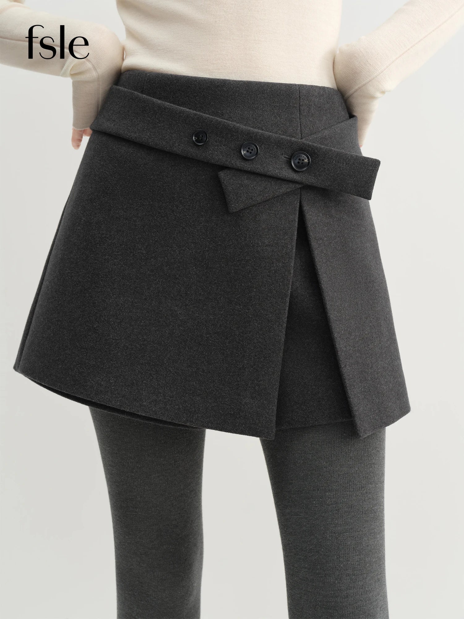 Fashion FSLE Asymmetrical Designed Women's A-Line Skirt/Pant Slit Hem Flattering High-Rise Short’s/Winter Arrival Chic Essentials