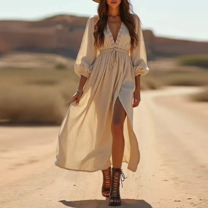 Desert Grace Lace-Up Maxi Dress | Modern Blend Boutique