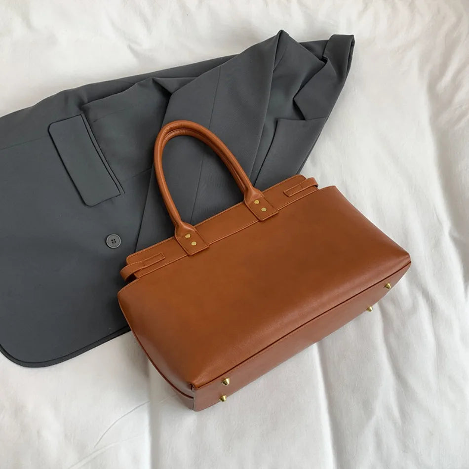 Luxury Large Capacity Tote Bag for Women – Elegant PU Leather Designer Work Handbag