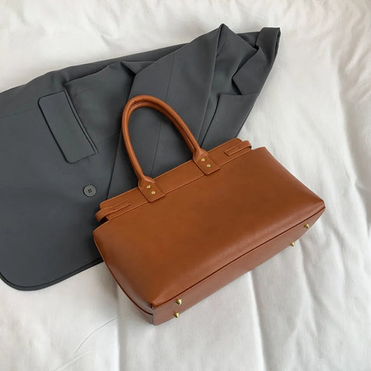 Luxury Large Capacity Tote Bag for Women – Elegant PU Leather Designer Work Handbag