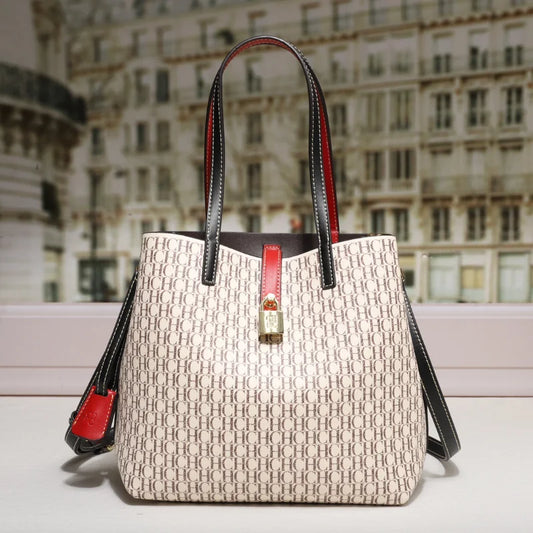 Premium Versatile Leather/Crossbody Bag Ladies Large Capacity/Daily Commuter Tote Bag/Letter Print Design With Slot Pocket.