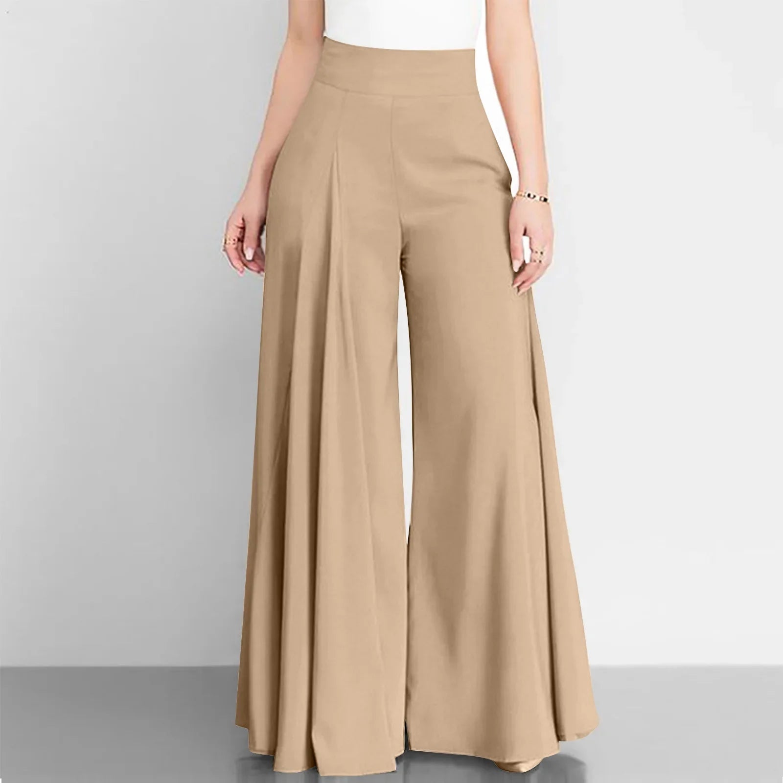 Wide leg trousers pants/Elegant OL Solid High Waist Wide Leg Pants Casual Basics Trousers OTTD Streetwear.