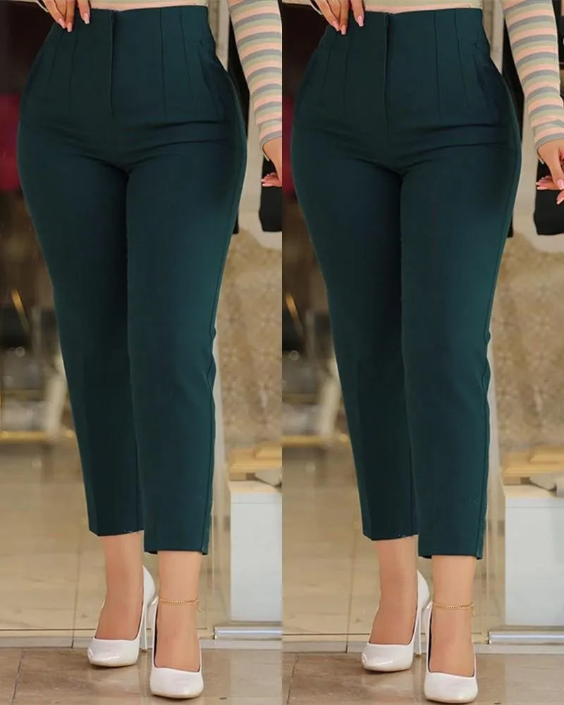 Elegant High Waist Cropped Work Pant’s/All-Match Daily Slim Office Formal Wear Fashion Women's Trousers.