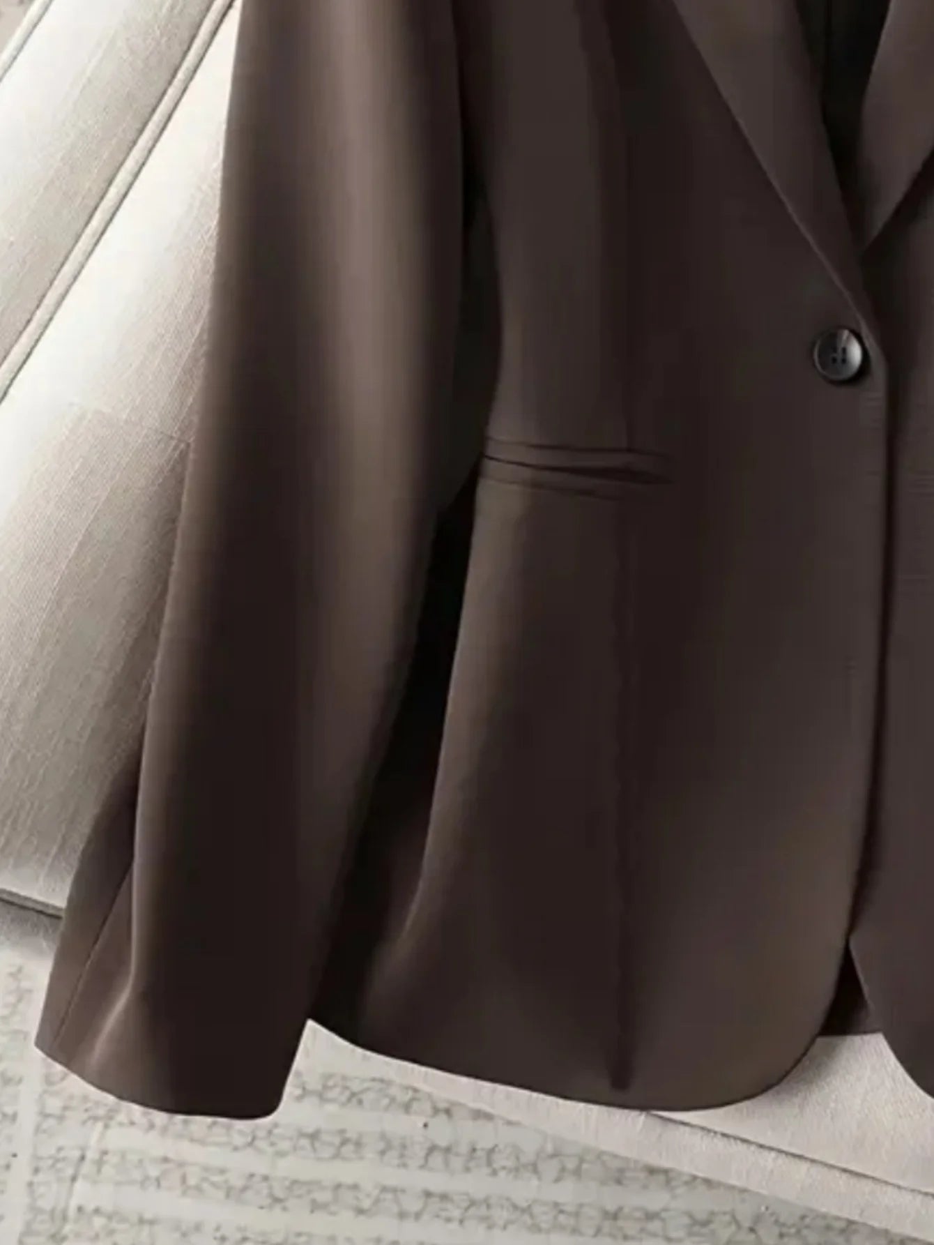 Women’s Chocolate Brown Tailored Blazer – Single-Button Notched Collar Jacket | Elegant Office & Casual Chic Outerwear