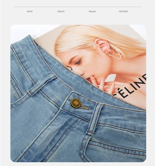 Women’s High-Waist Wide-Leg Jeans | Retro Straight-Leg Denim Pants | Light & Dark Wash