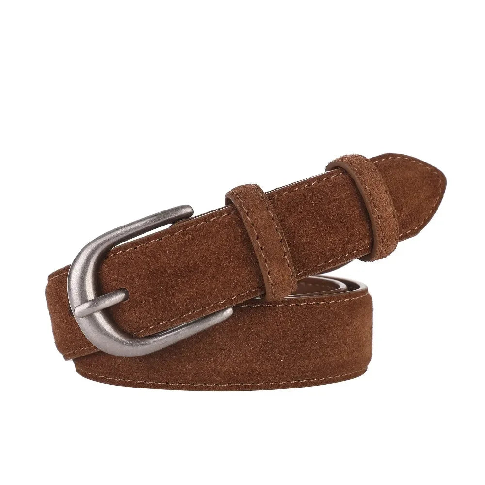 Women Luxury Design Suede Leather Belt Casual Versatile Business Waist Strap Trendy Trouser Dress Belts Gifts