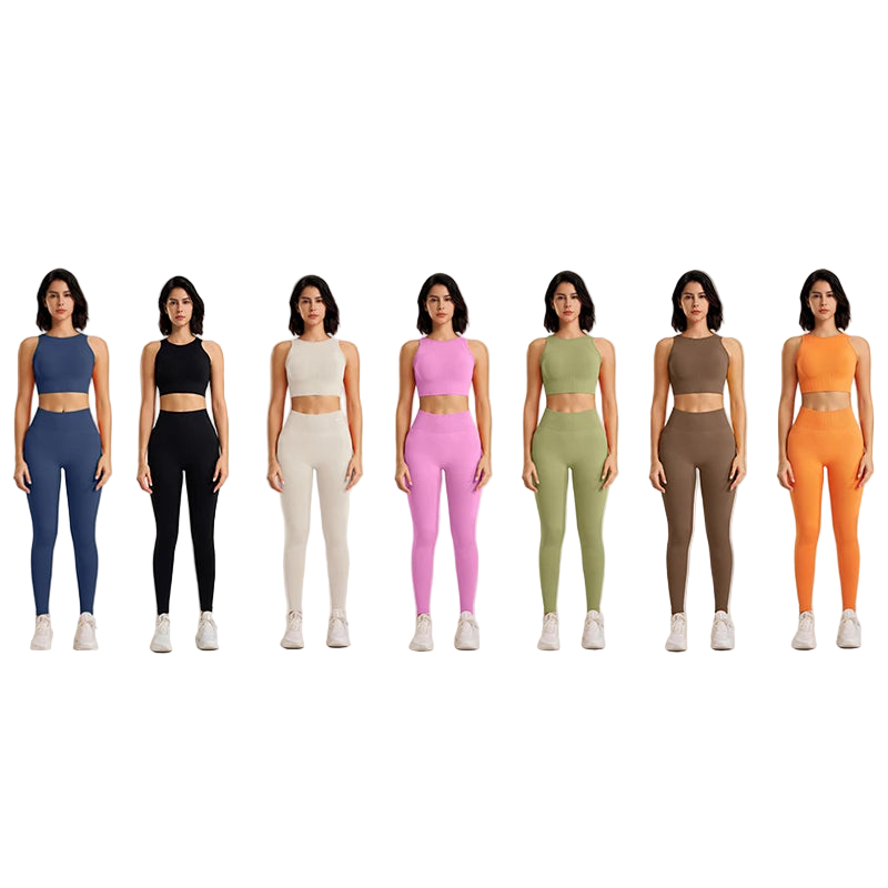 Seamlessly High Waisted Legging’s With Top/Two Piece Fitness Exercise Clothing.