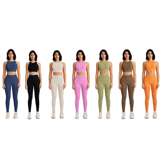 Seamlessly High Waisted Legging’s With Top/Two Piece Fitness Exercise Clothing.