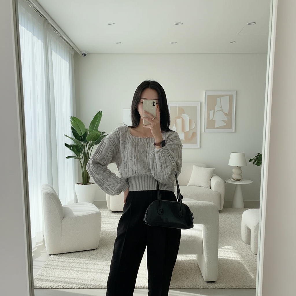 Classy Pullover Square Neck Sweater/Autumn and Winter Loose Casual/Simple Jumper Solid Color Long Sleeved Knitted Sweater.