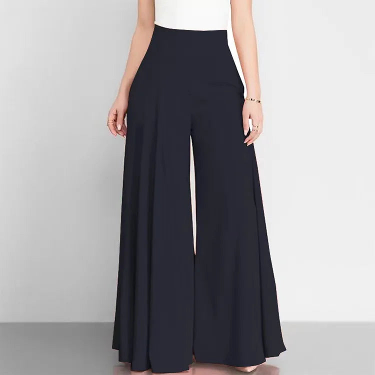Wide leg trousers pants/Elegant OL Solid High Waist Wide Leg Pants Casual Basics Trousers OTTD Streetwear.