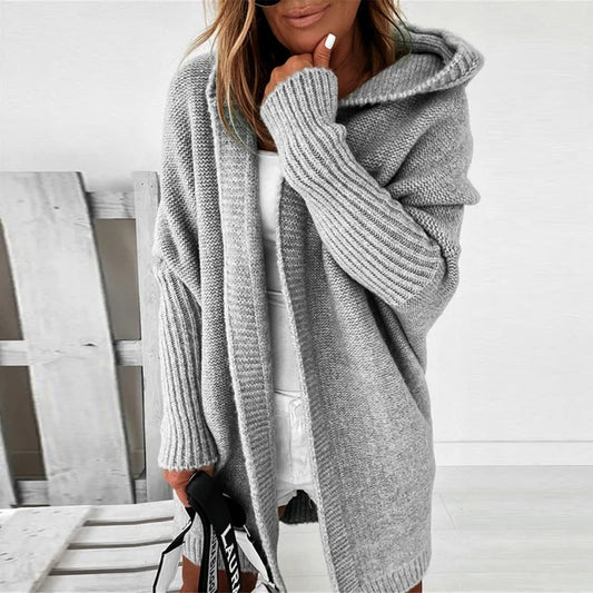 Two Tone Hooded Knit Cardigan for Women | Long Winter Patchwork Sweater | Modern Blend Boutique