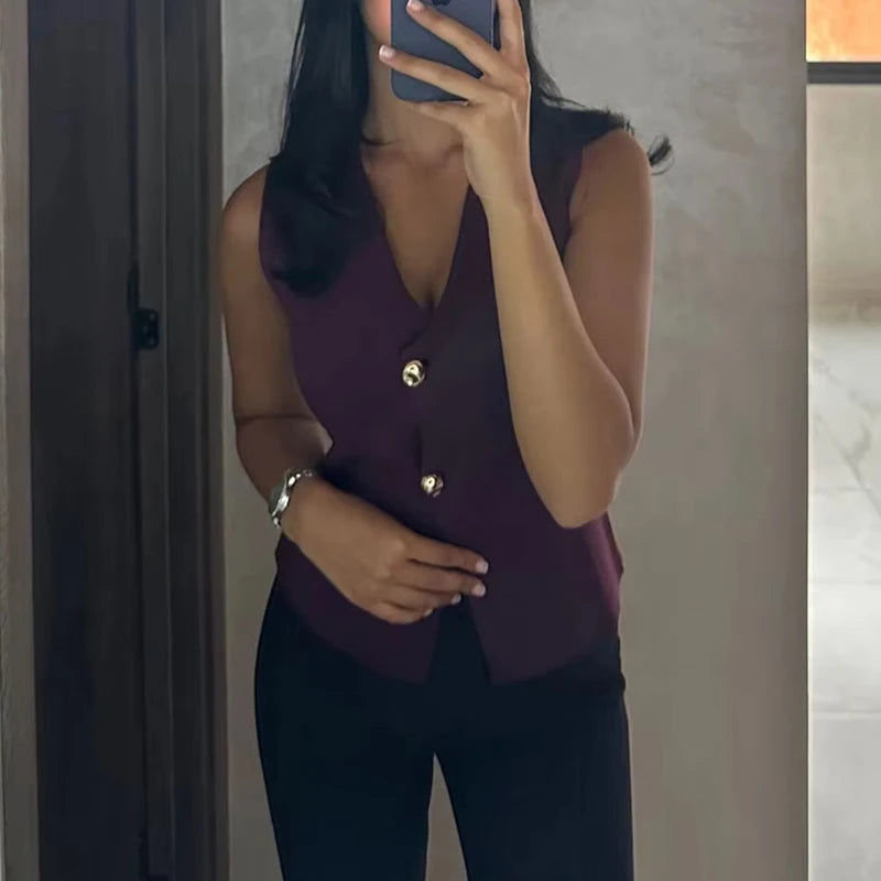 Solid Knit Vest Top/Cropped Sleeveless/Top Female Holiday Knitted Short Tops/Tatting Craft.