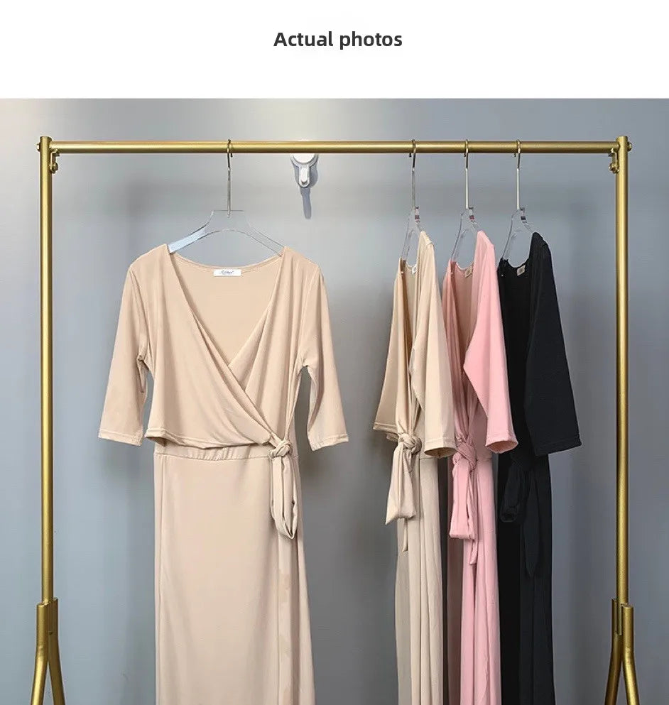 Slimming V-Neck Belted Maxi Dress.