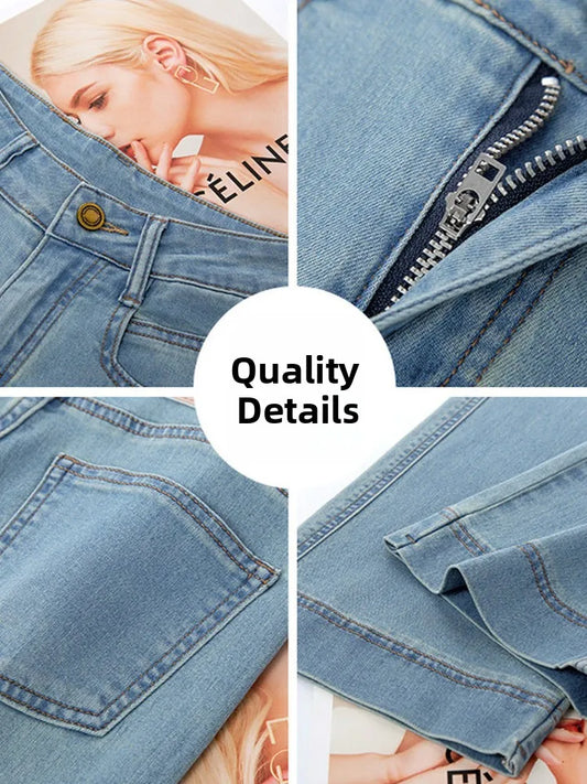 Women’s High-Waist Wide-Leg Jeans | Retro Straight-Leg Denim Pants | Light & Dark Wash