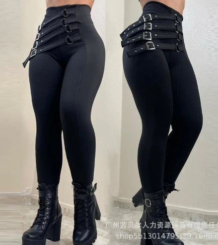 Stunning Zigzag Dressy Pant’s/High Waist Trousers/Buttoned Solid Color/Elegant Hip Lifting Skinny Pencil Pants.