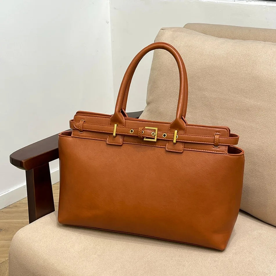 Luxury Large Capacity Tote Bag for Women – Elegant PU Leather Designer Work Handbag