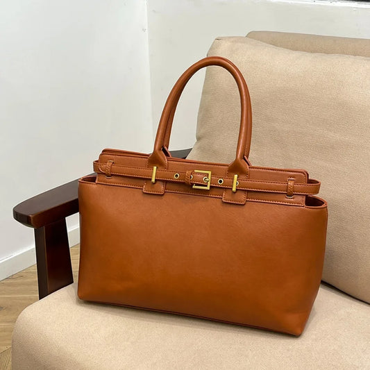 Luxury Large Capacity Tote Bag for Women – Elegant PU Leather Designer Work Handbag