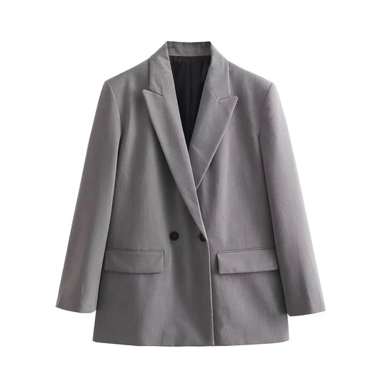 Women’s Plaid Single-Button Blazer – Tailored Notched Collar Jacket | Elegant Office & Casual Chic Outerwear