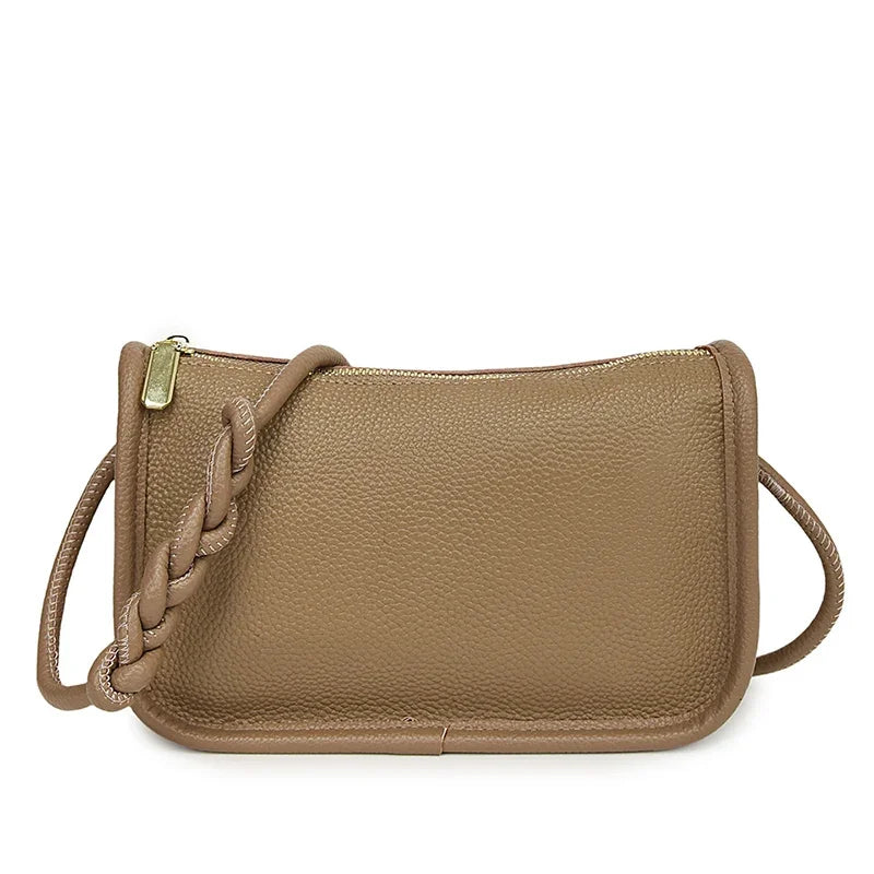 Modern Blend Boutique™ | Luxe Genuine Cowhide Leather Crossbody Bag – Premium Braided Strap Shoulder Purse for Women
