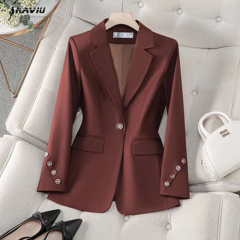 NAVIU Fashion Blazer/New Business Formal Long Sleeved Buttoned Blazer/ SlimJacket Office Ladies Work Blazer’s.