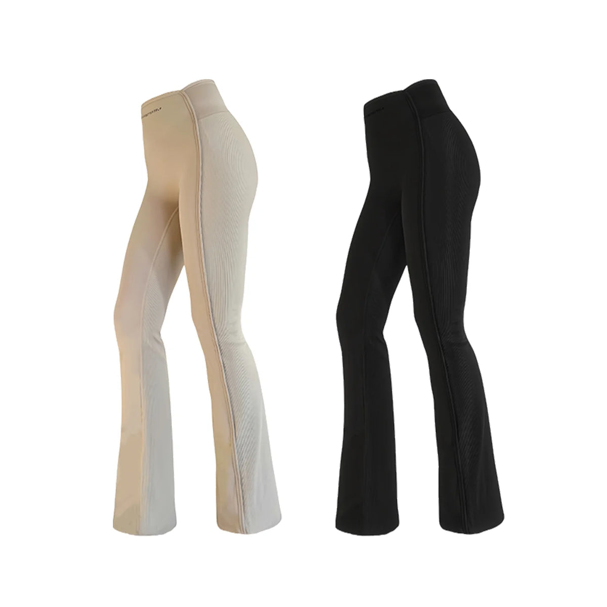 “High-waisted sculpting flare yoga pants with dual-curve construction and moisture-wicking stretch fabric.”
