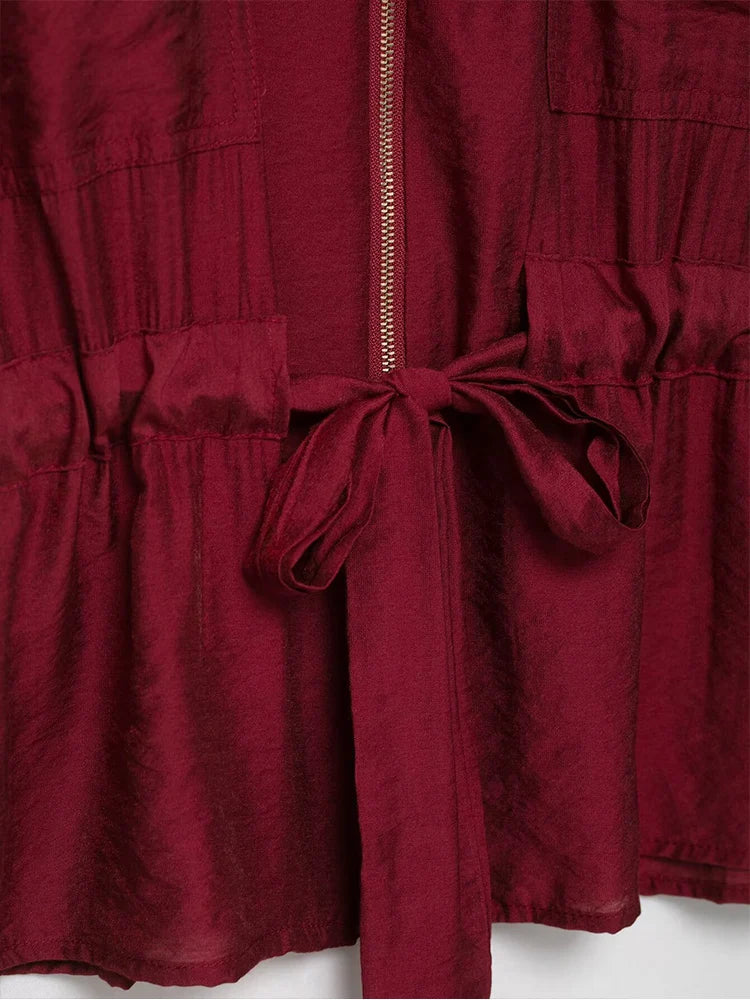 TFMLN Women Wide Leg Pant’s/2 Pieces Set’s/Short Sleeves Zipper Shirt/Straight Elastic Waist Trousers Chic Safari Style.