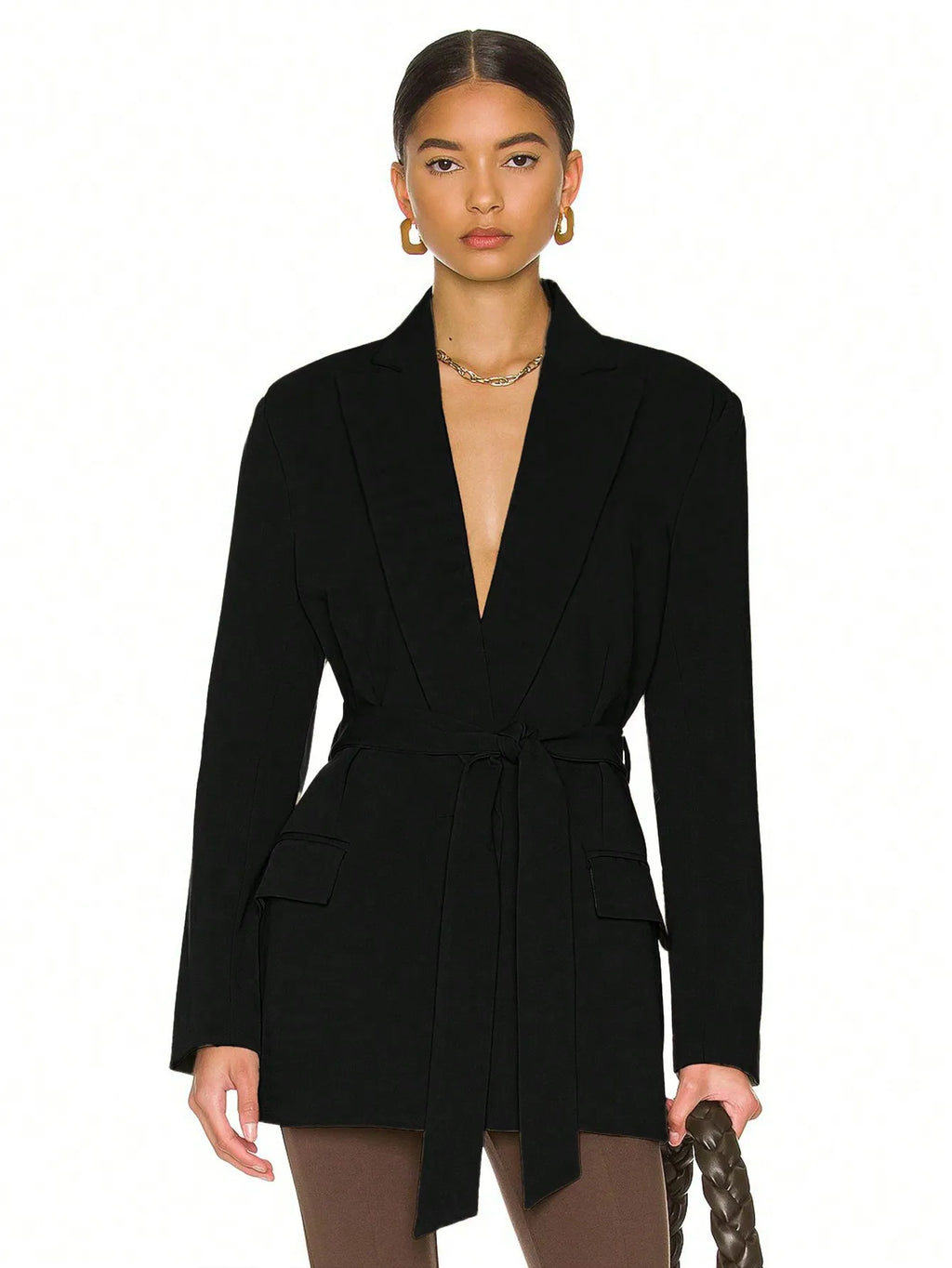 Classic Fitted Tie-Waist Blazer/Elegant Style Knitted Blazer/Jacket/Office Work Lady Fashion/Best For  Commuting.