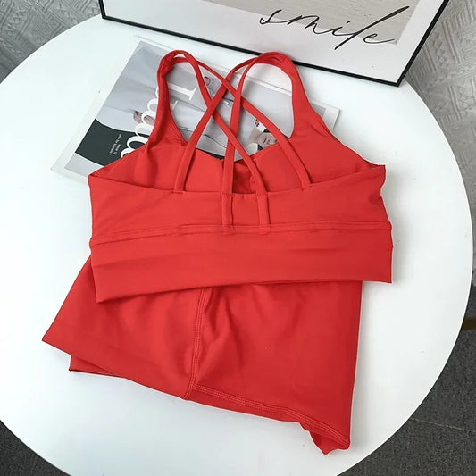 2 Piece Yoga Suits Cross Back Sport’s Bra/Stretchy High Waist/Athletic Leggings Breathable Running Outdoor Pilates Sportswear.