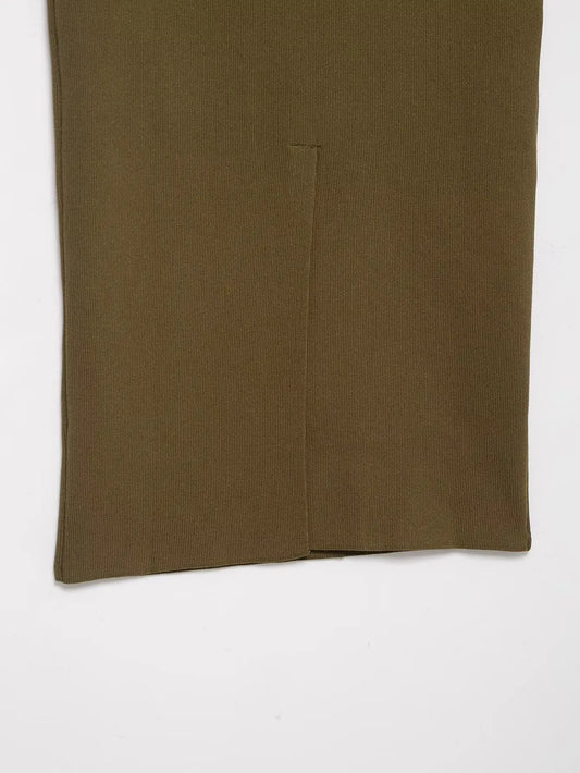 Women’s Olive Green Knit Blazer & Midi Skirt Set | Elegant Two-Piece Business Casual Suit | Fall Winter Fashion