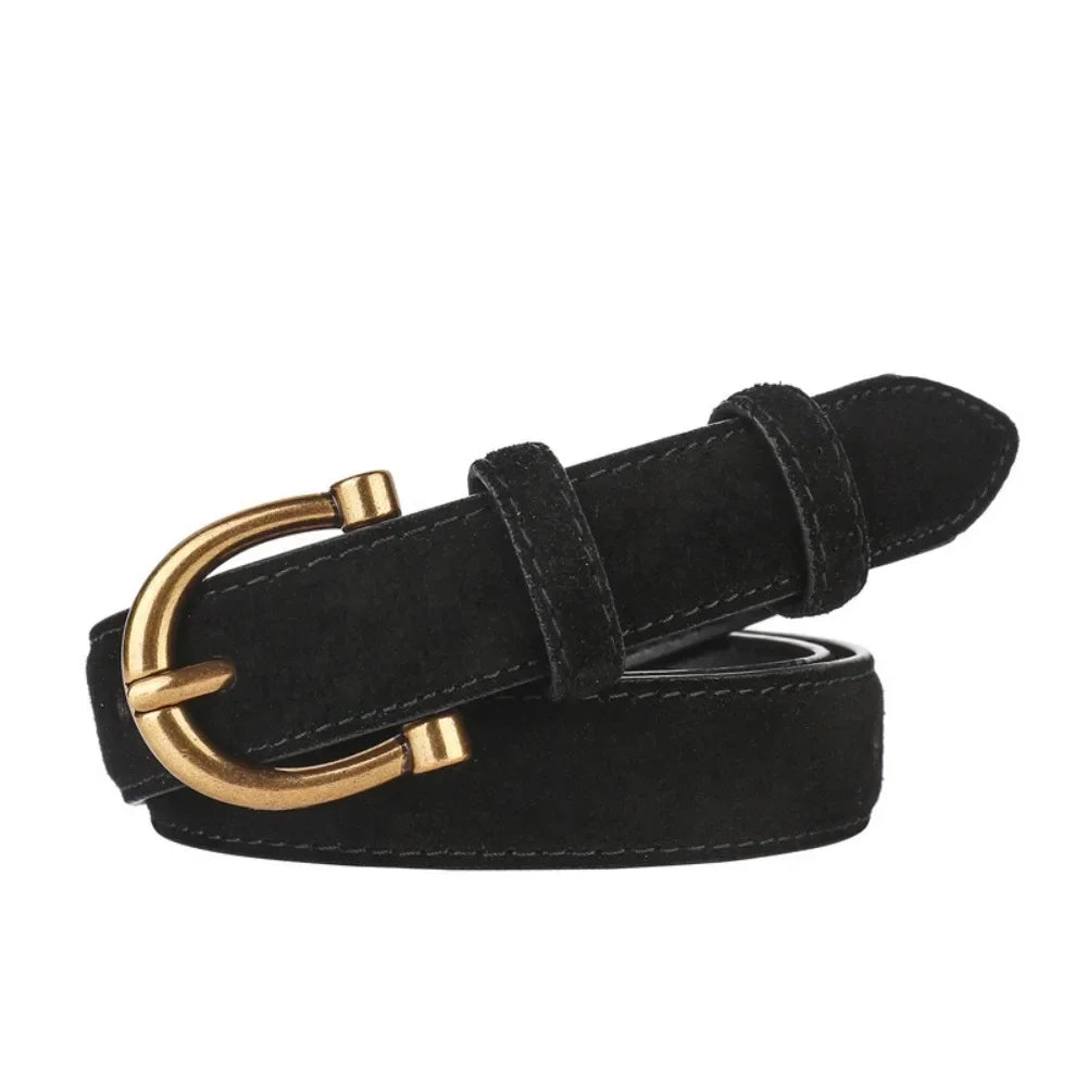 Women Luxury Design Suede Leather Belt Casual Versatile Business Waist Strap Trendy Trouser Dress Belts Gifts