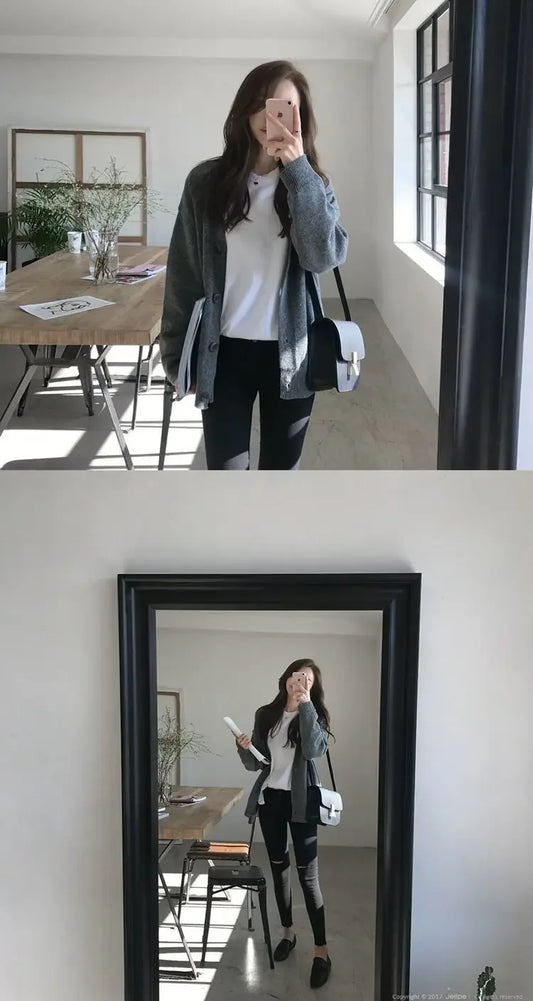 Oversized Women’s Cardigan | Soft Knit V-Neck Button Sweater | Relaxed Longline Layer