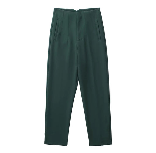 Solid HH Flat Front Pencil Pant’s/High Waist Casual Streetwear/Woven  Trouser’s Office Wear Chic Pant’s.